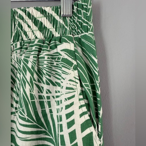 Panama Jack Linen Blend Wide Leg Pants Sz M Tropical Palm pockets green white - Picture 11 of 13